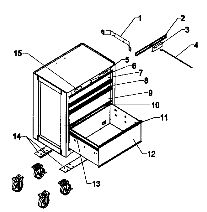 Chest Diagram and Parts List for 706618103  Craftsman Tool Stand & Cart