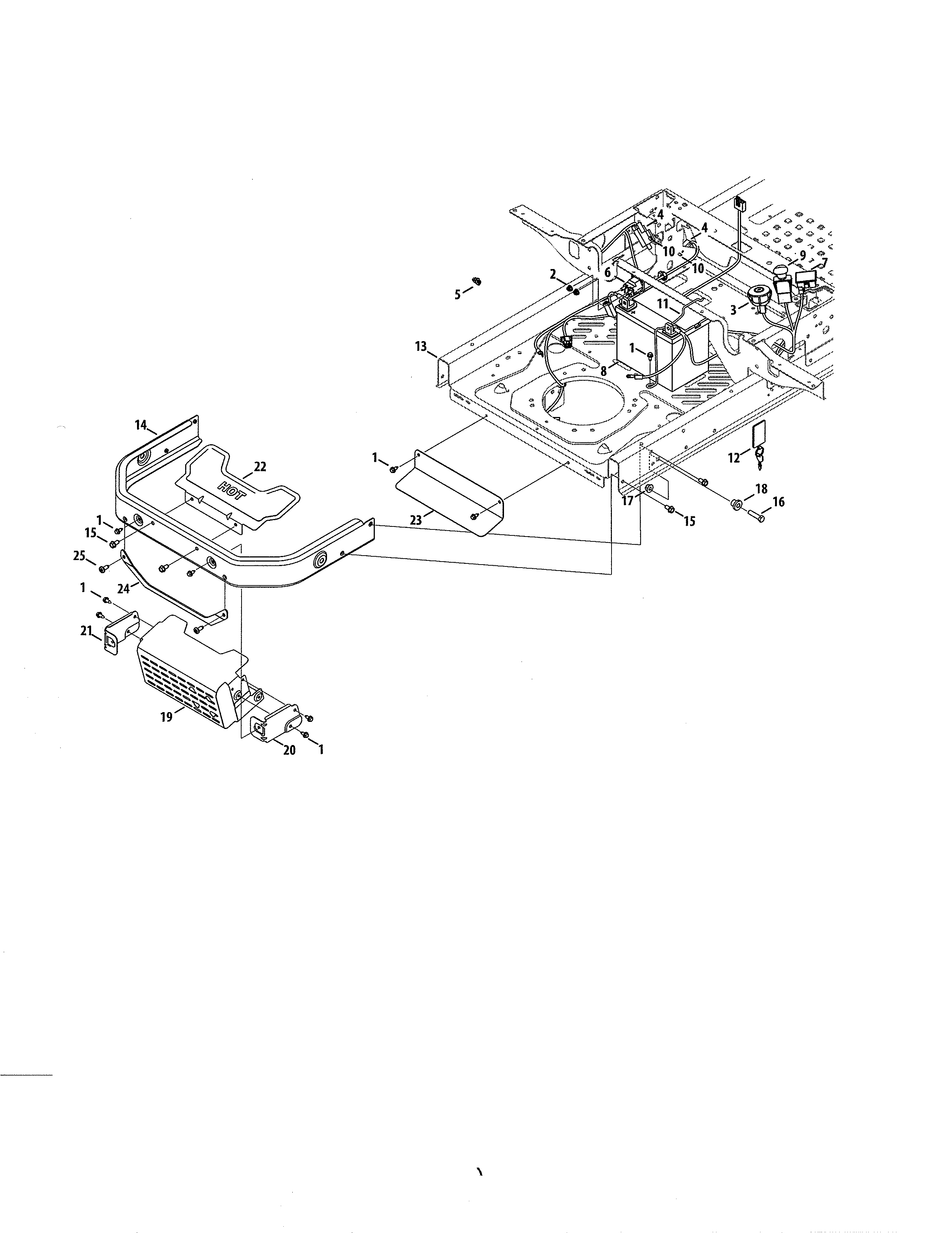 Bumper/battery Diagram and Parts List for 247204121  Craftsman Engine