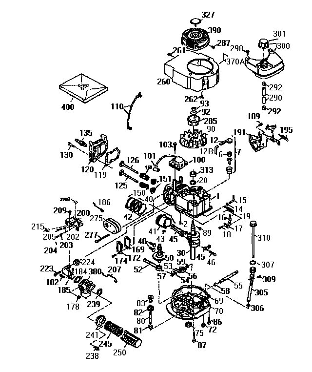 4-cycle Engine Diagram and Parts List for 143955020  Craftsman Engine