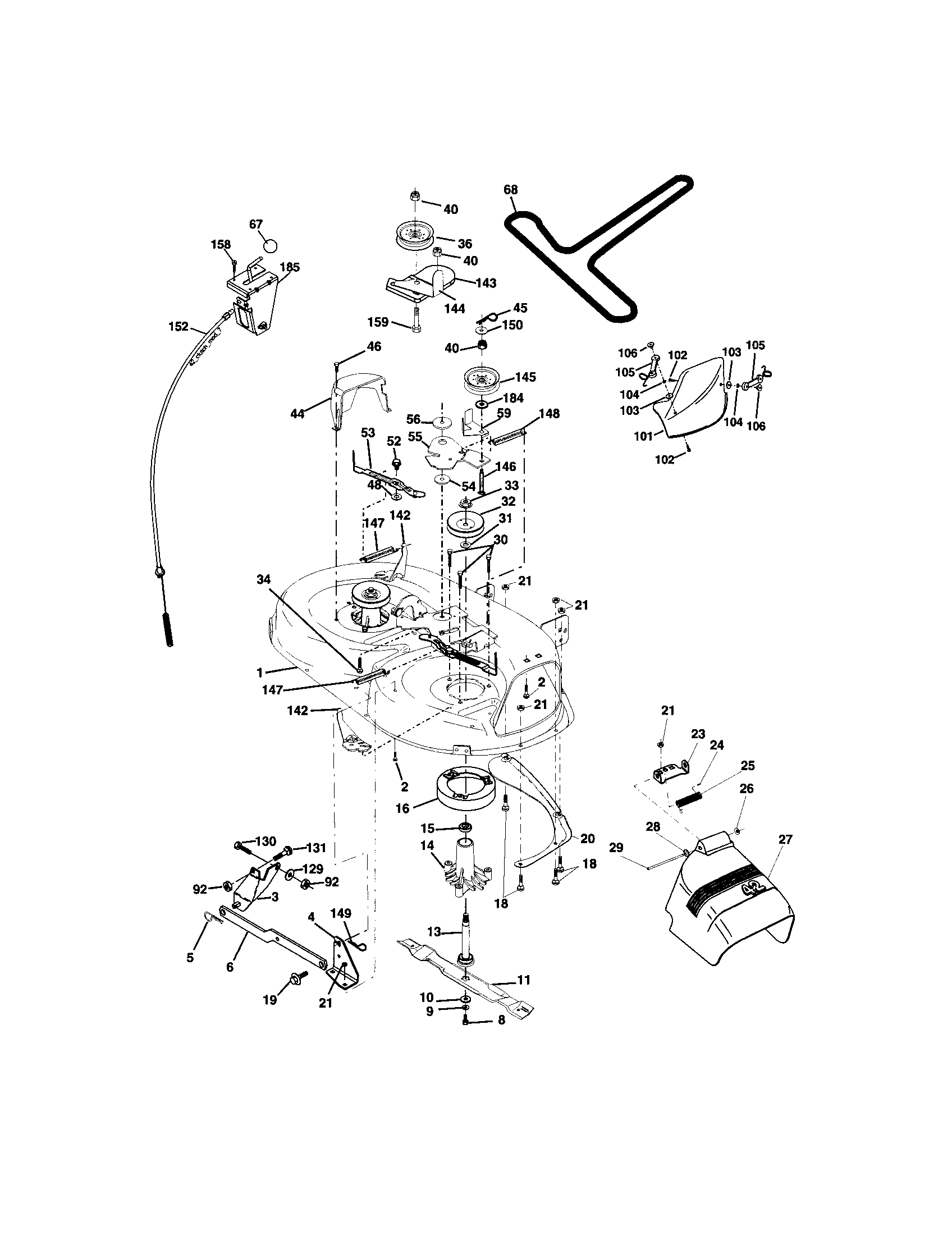 Mower Deck Diagram and Parts List for 917273401  Craftsman Lawn Tractor