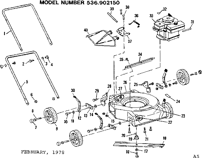Replacement Parts Diagram and Parts List for 536902150  Craftsman Lawn Mower