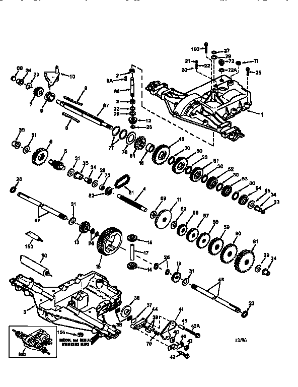 Transaxle Diagram and Parts List for 143930-055A  Craftsman Lawn Tractor