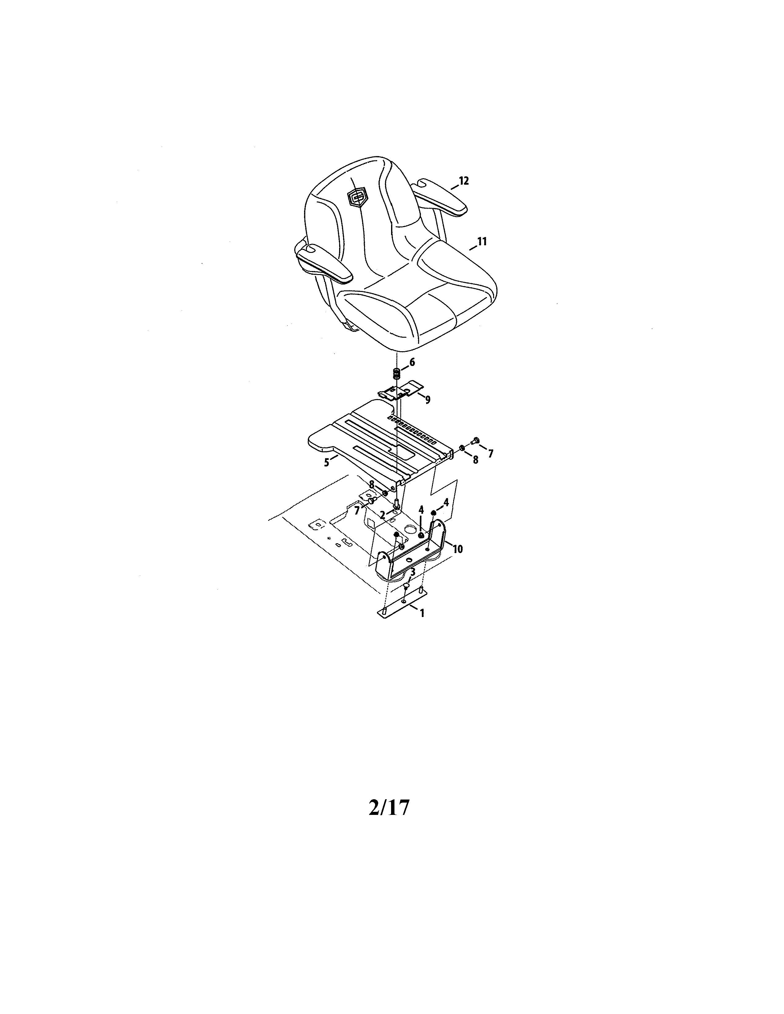Seat Diagram and Parts List for 247270480  Craftsman Lawn Tractor