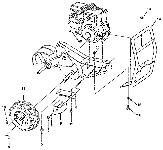 Mainframe, Right Side Diagram and Parts List for 917299711  Craftsman Tiller