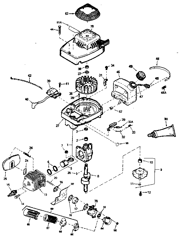 Replacement Parts Diagram and Parts List for 143681001  Craftsman Engine