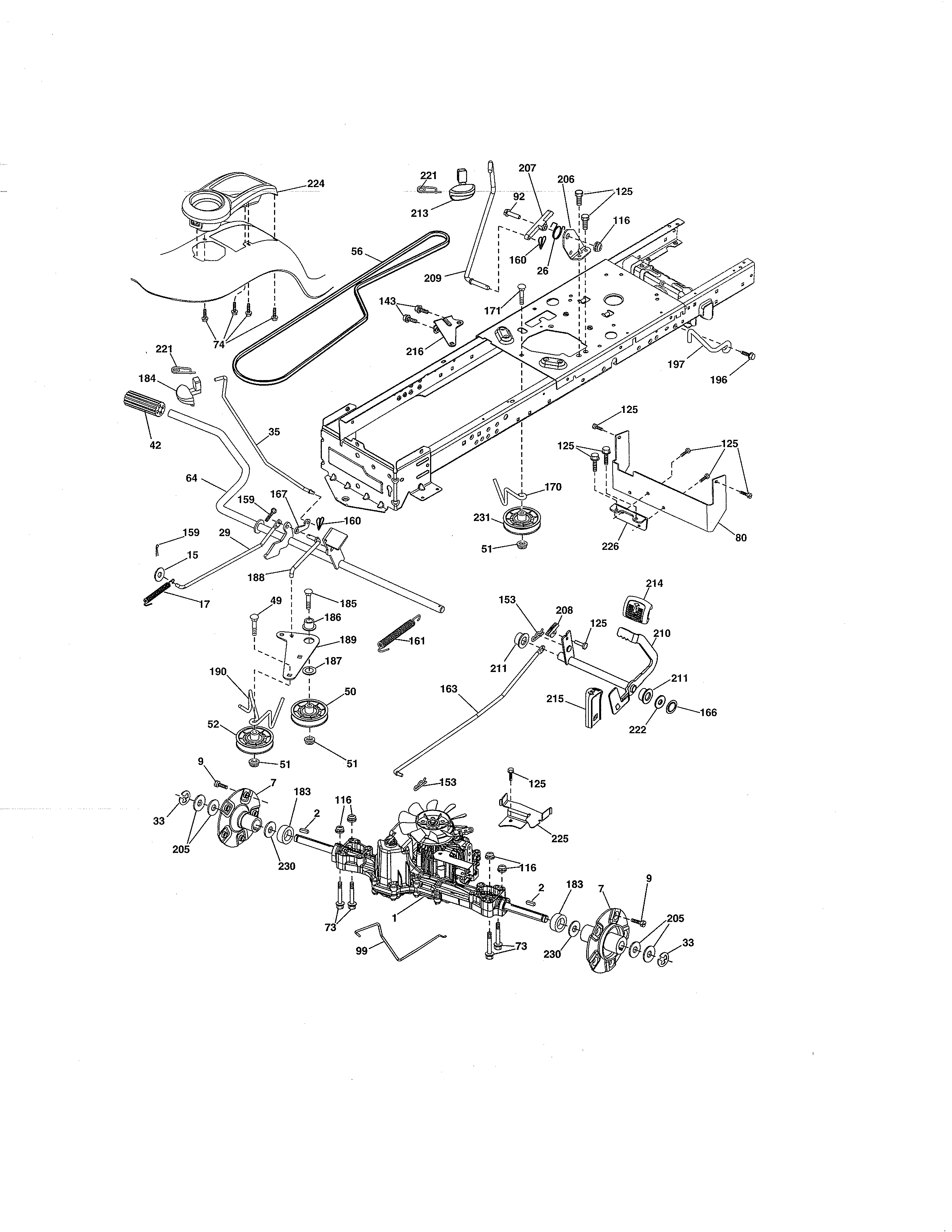 Ground Drive Diagram and Parts List for 917286420  Craftsman Lawn Tractor