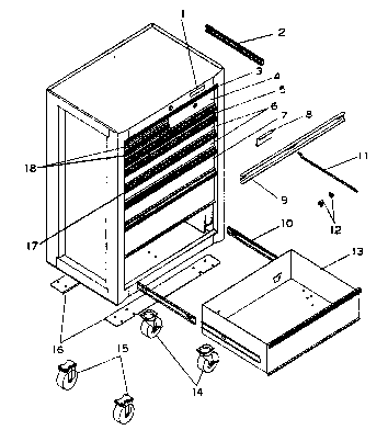 Cabinet Parts Diagram and Parts List for 706619351  Craftsman Tool Stand & Cart