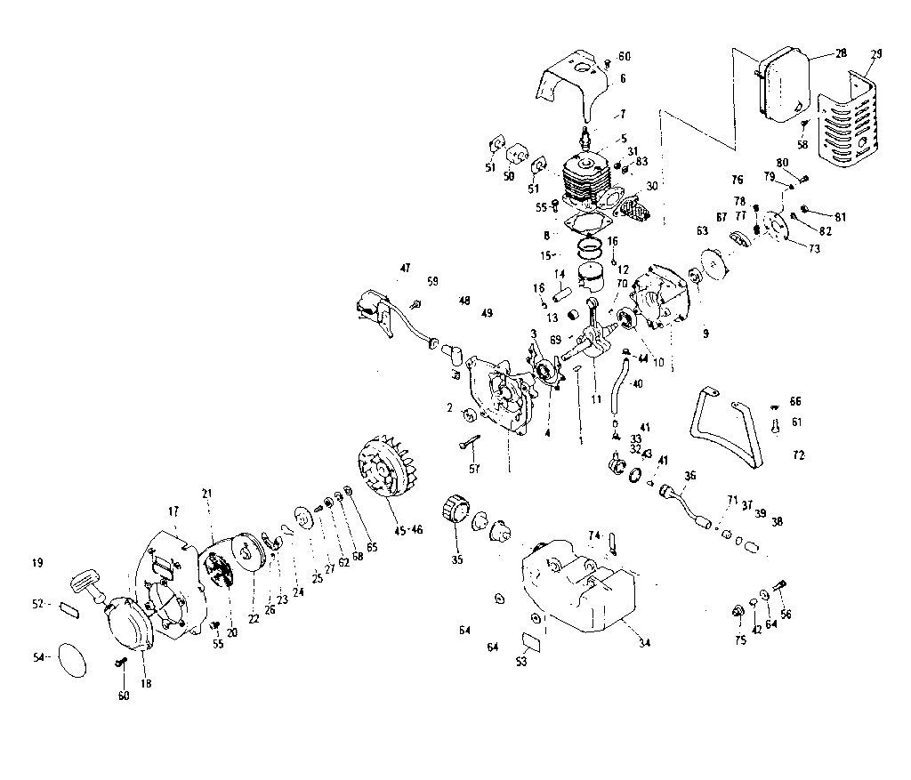 Crankcase Diagram and Parts List for 636796241  Craftsman Trimmer