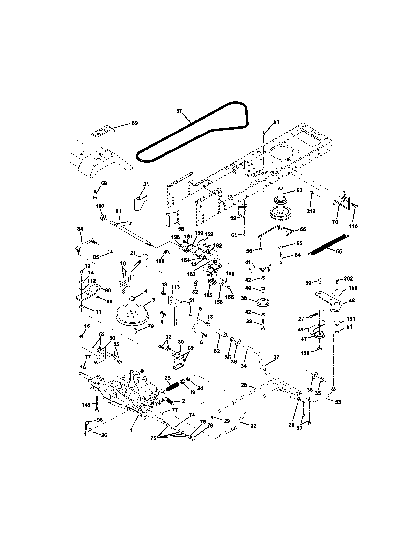 Ground Drive Diagram and Parts List for 917272072  Craftsman Lawn Tractor