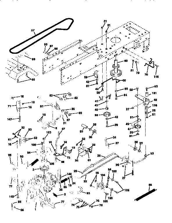 Drive Diagram and Parts List for 917258082  Craftsman Lawn Tractor