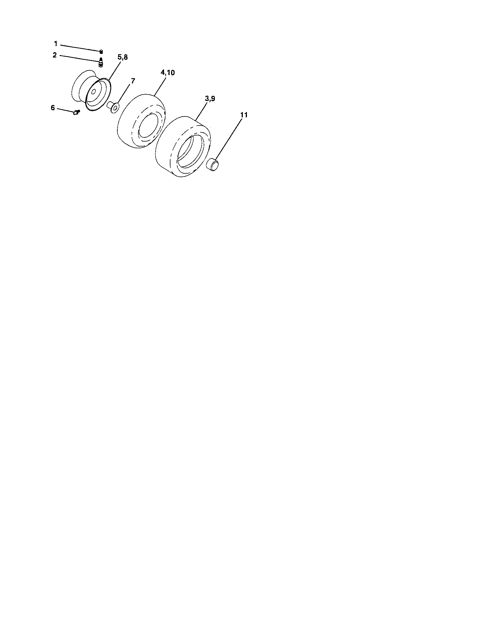 Wheels And Tires Diagram and Parts List for 917275901  Craftsman Lawn Tractor