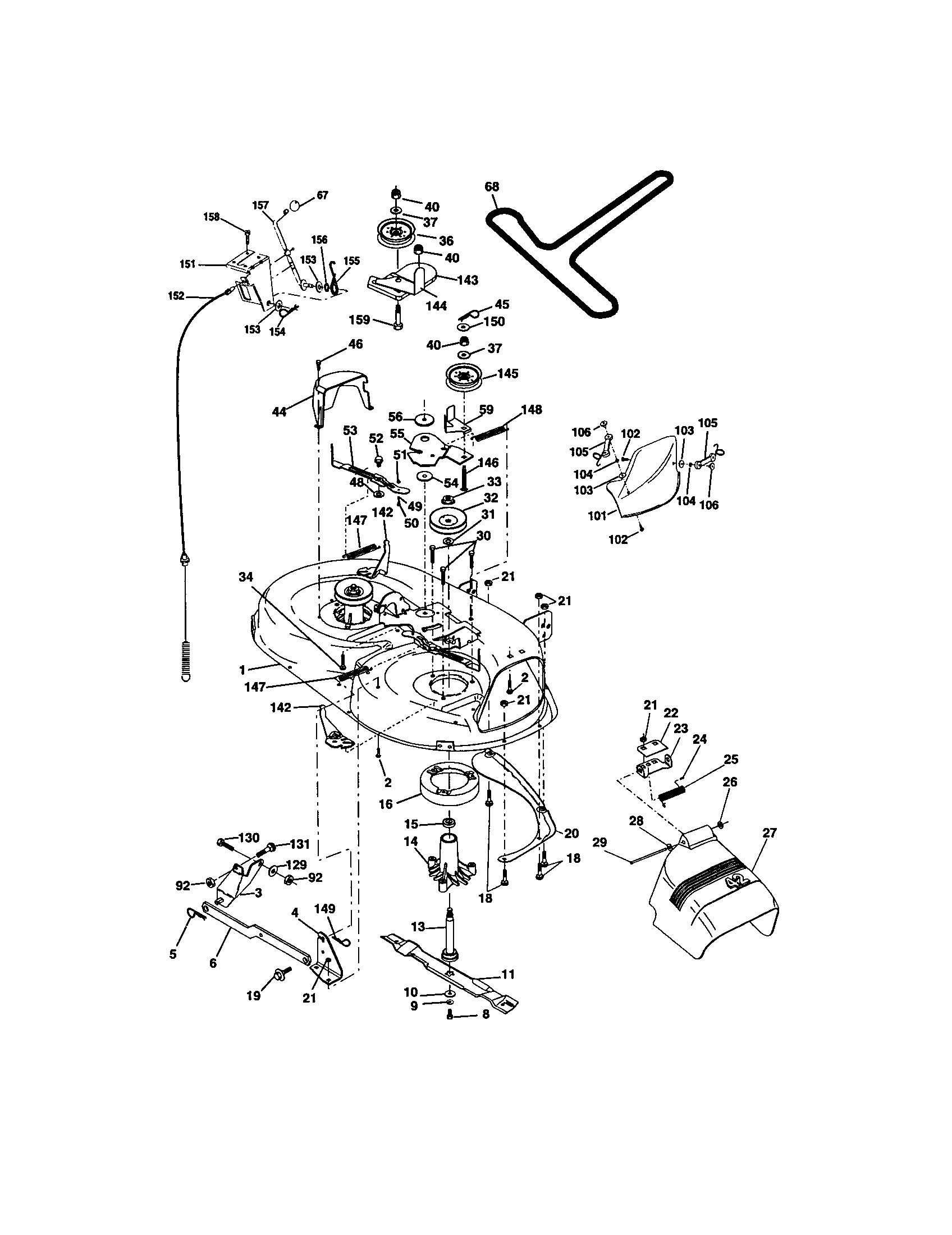 Mower Deck Diagram and Parts List for 917271634  Craftsman Lawn Tractor