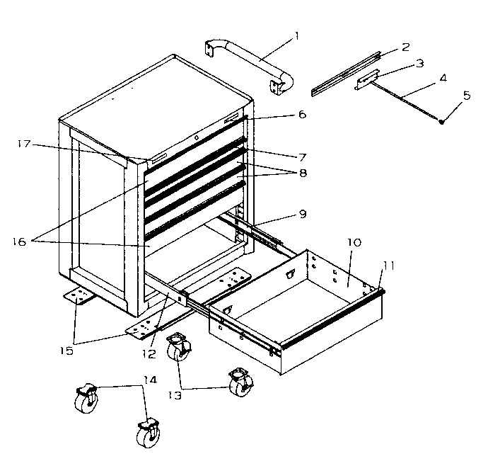 Chest Diagram and Parts List for 706597153  Craftsman Tool Stand & Cart