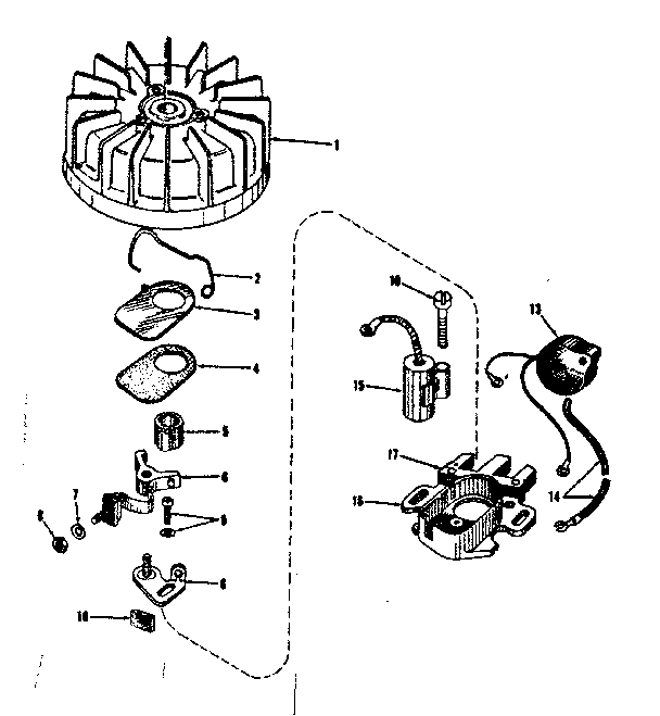 Magneto (phelon F-4220-h) Diagram and Parts List for 143105050  Craftsman Engine