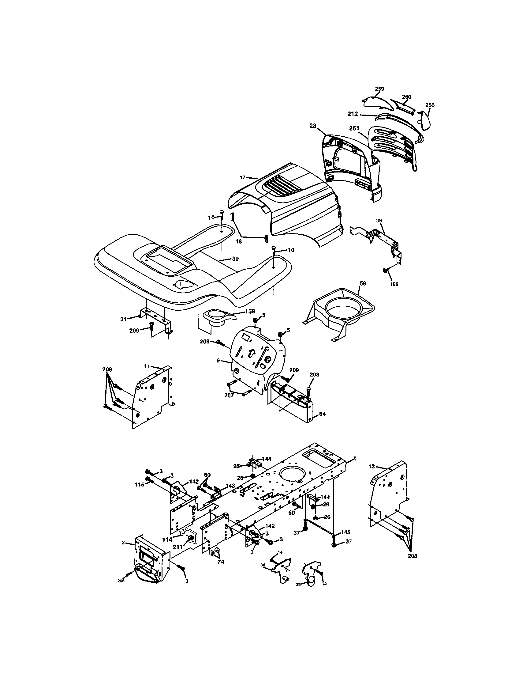 Chassis And Enclosures Diagram and Parts List for 917273134  Craftsman Lawn Tractor