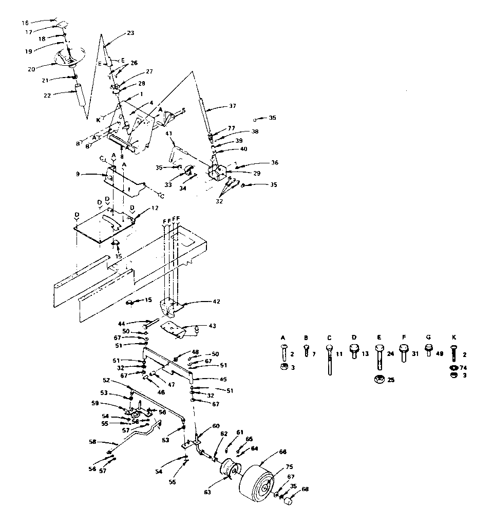 Steering And Front Axle Diagram and Parts List for 917255742  Craftsman Lawn Tractor