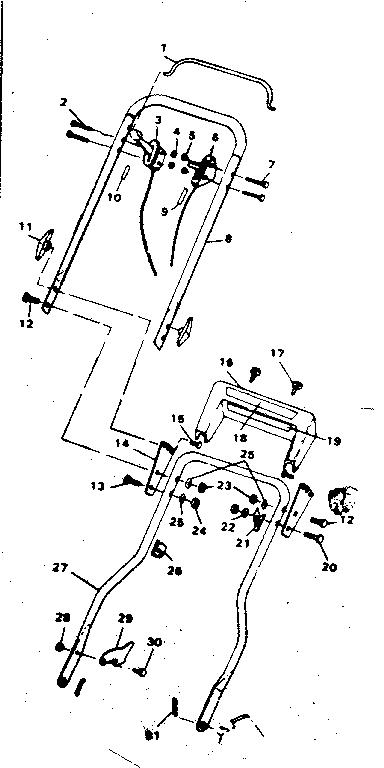Handle Assembly Diagram and Parts List for 536375700  Craftsman Lawn Mower