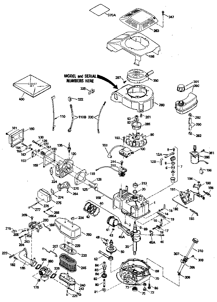 Engine Diagram and Parts List for 143414432  Craftsman Engine