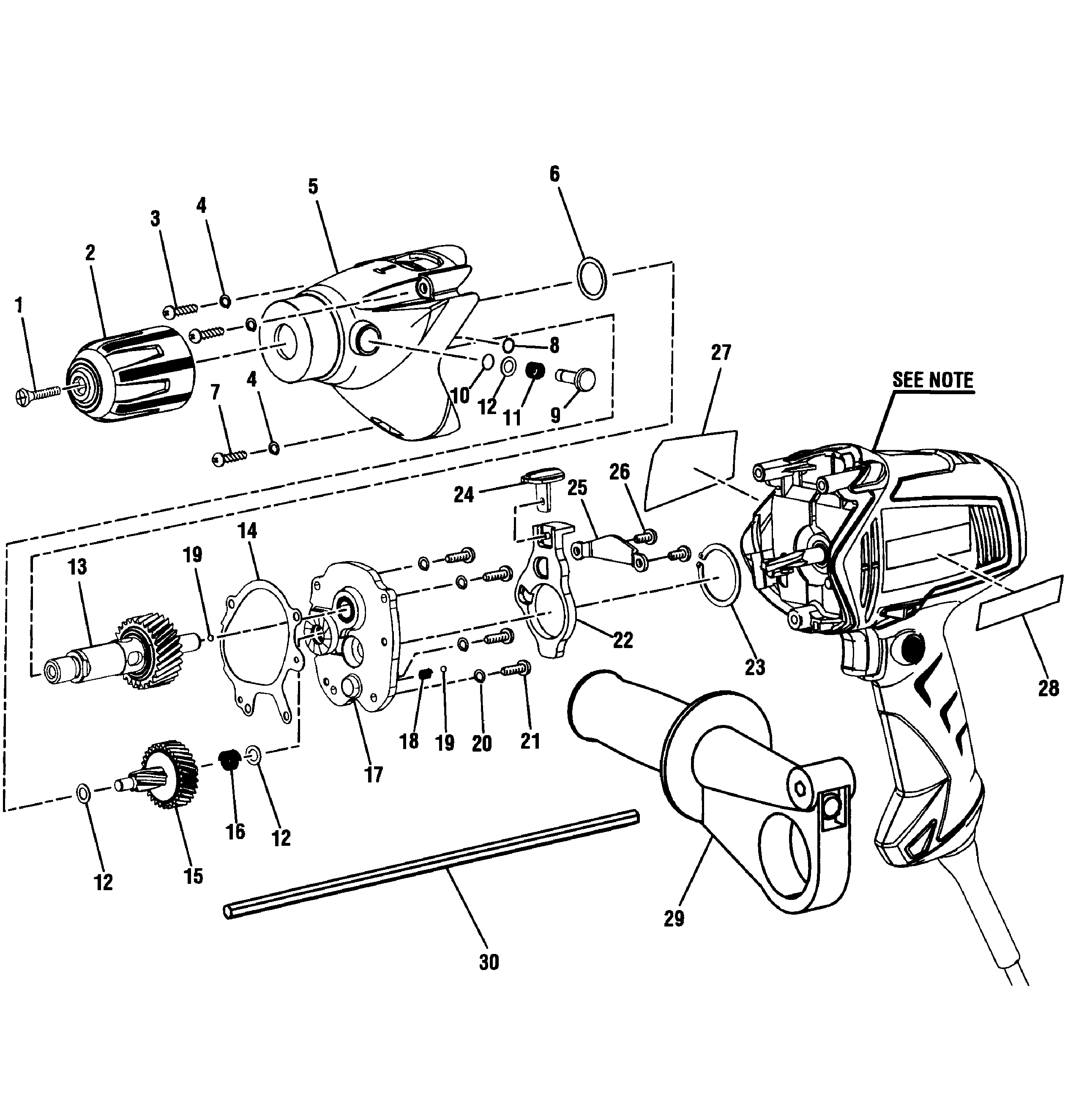 Drill Diagram and Parts List for 315221371  Craftsman Hammer Drill