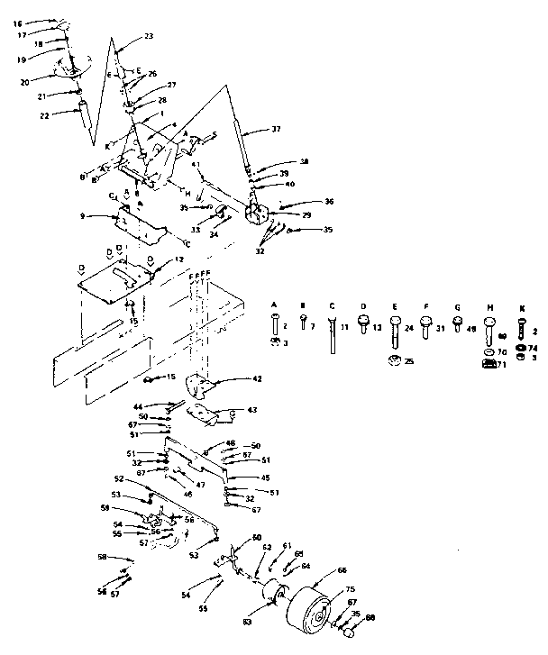 Steering And Front Axle Diagram and Parts List for 917255740  Craftsman Lawn Tractor