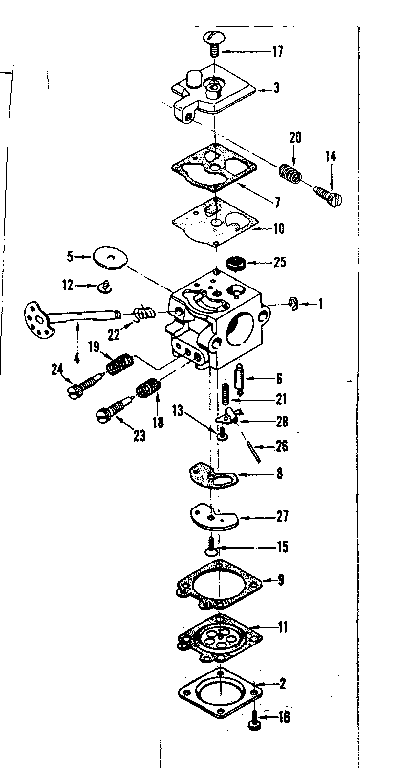 Carburetor No. 35002 Diagram and Parts List for 358352351  Craftsman Chainsaw