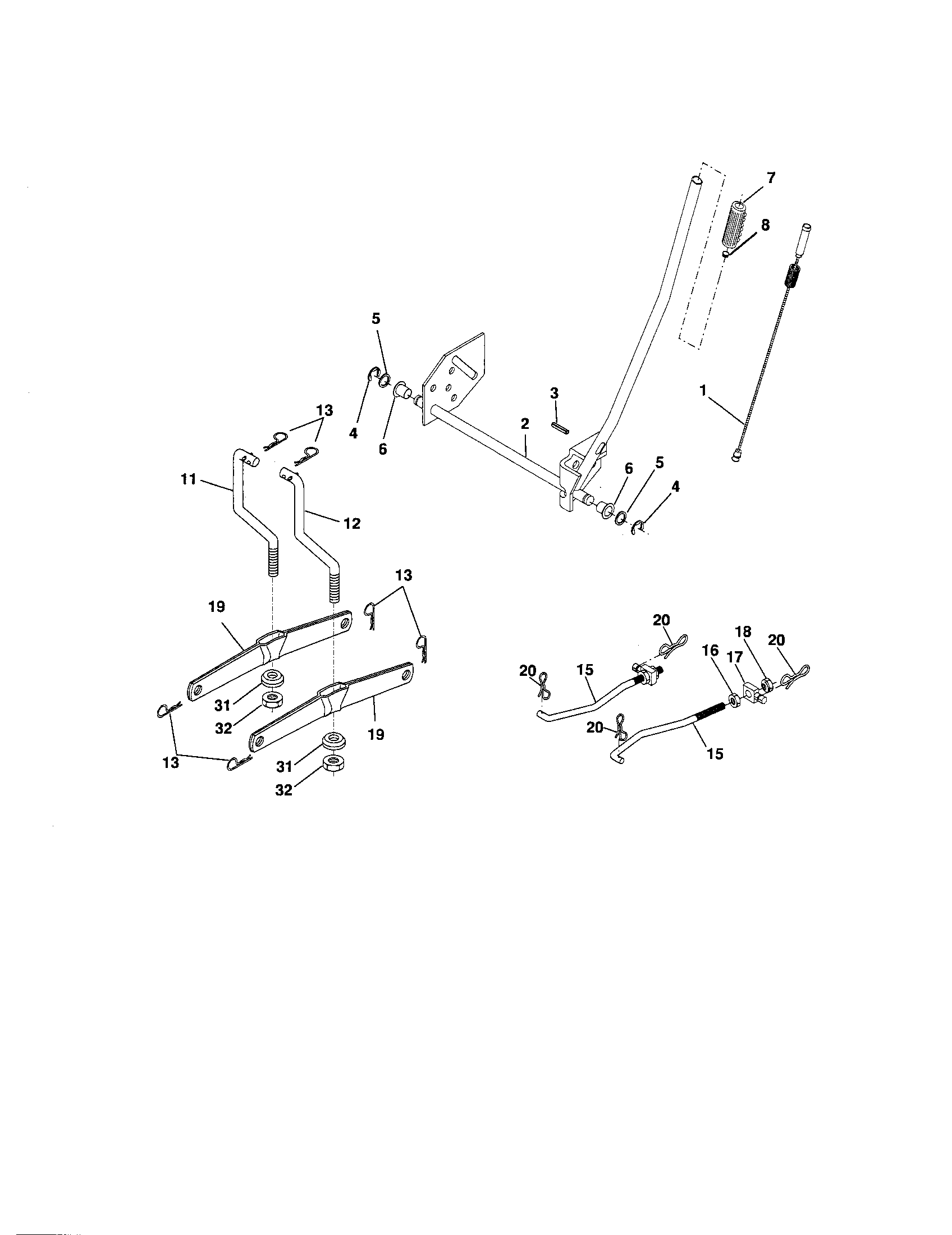 Lift Assembly Diagram and Parts List for 917274352  Craftsman Lawn Tractor