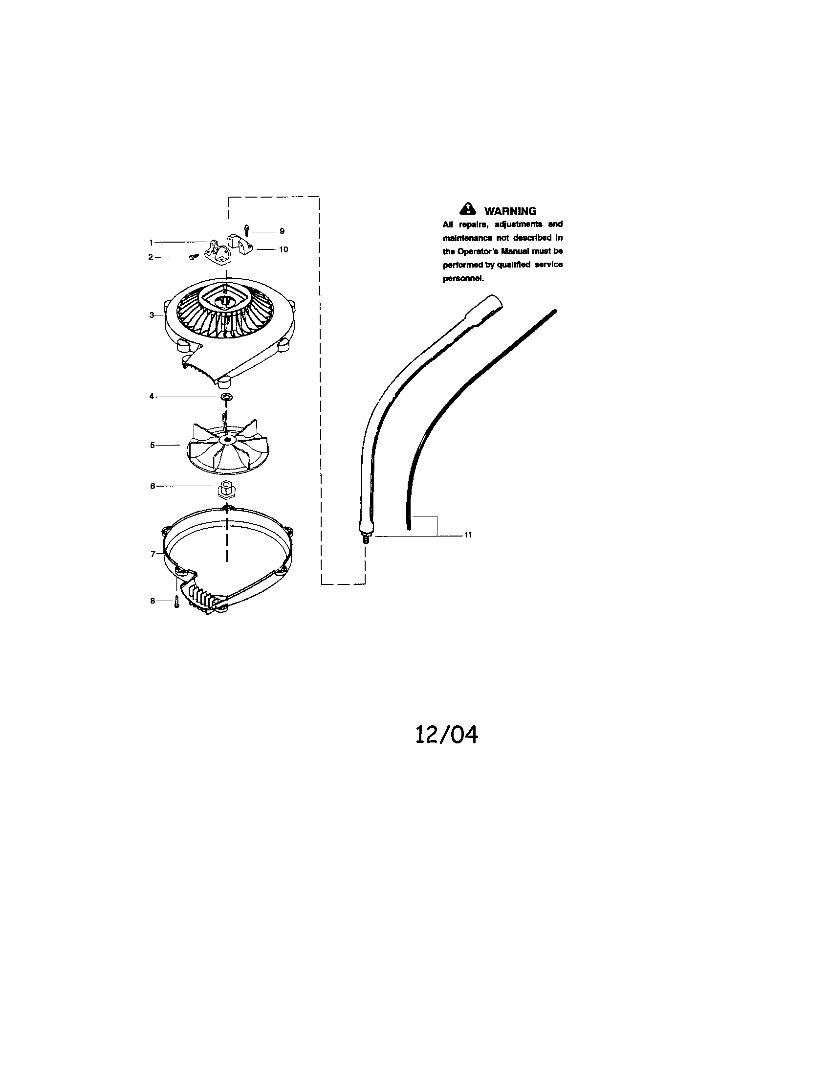 Blower Attachment Assembly Diagram and Parts List for 358792421  Craftsman Trimmer