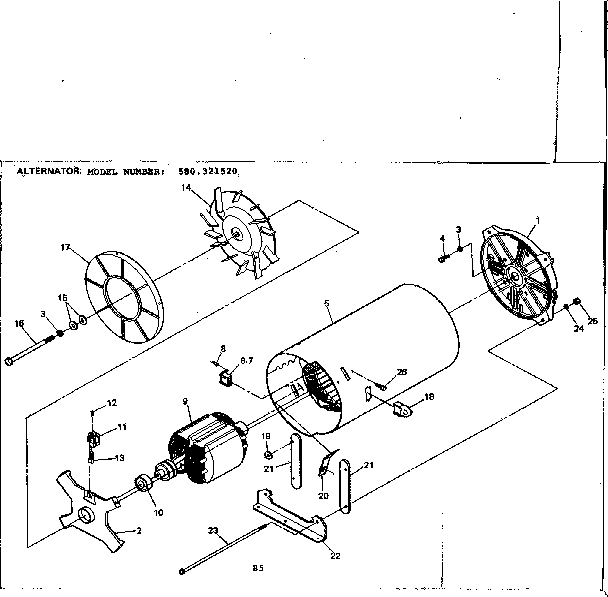 Alternator Diagram and Parts List for 580321520  Craftsman Engine