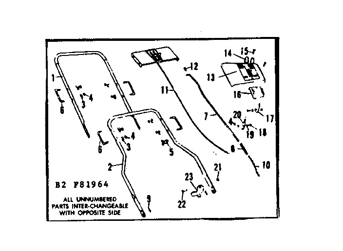 Control Plate Assembly Diagram and Parts List for 53681964  Craftsman Lawn Mower