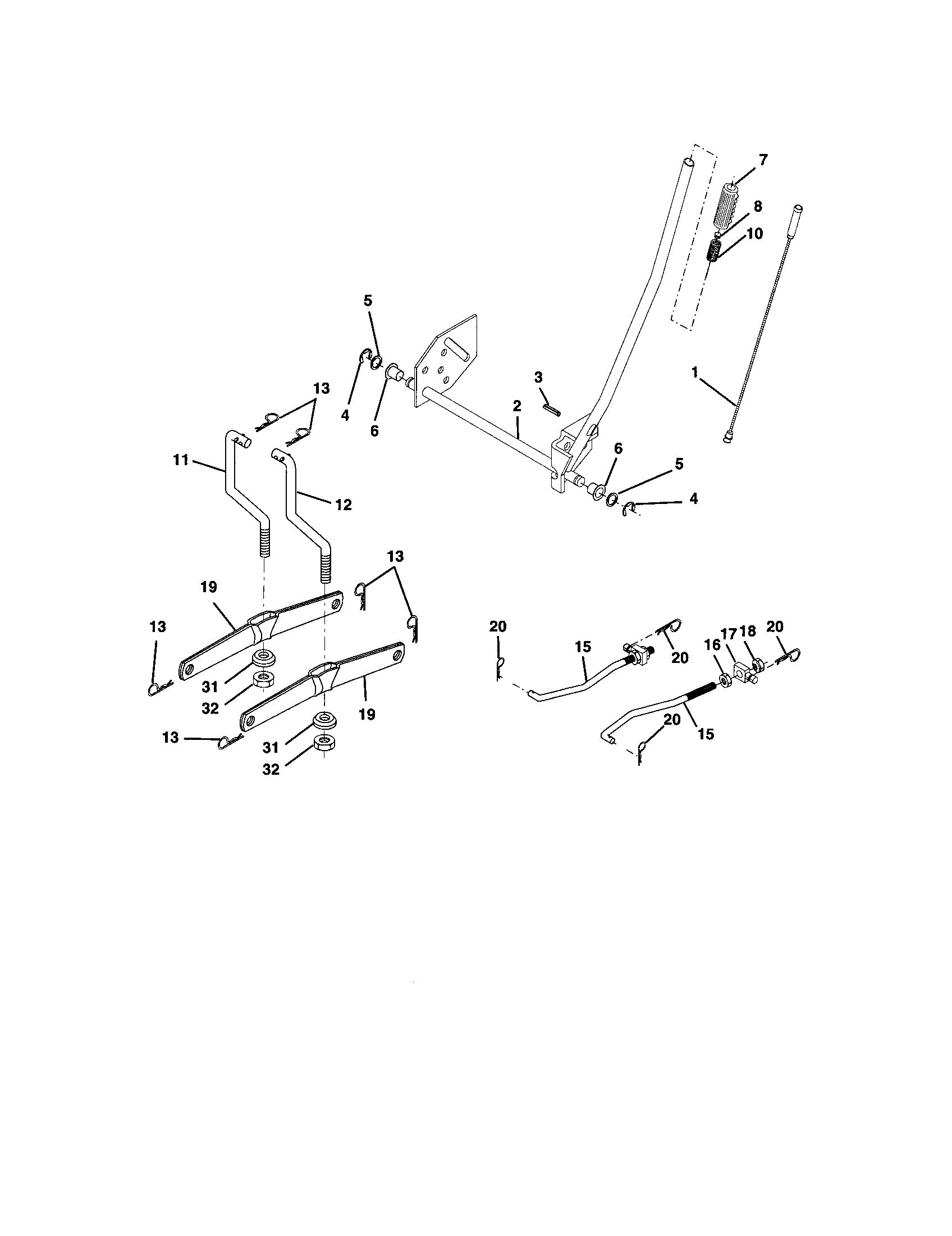 Lift Assembly Diagram and Parts List for 917271744  Craftsman Lawn Tractor