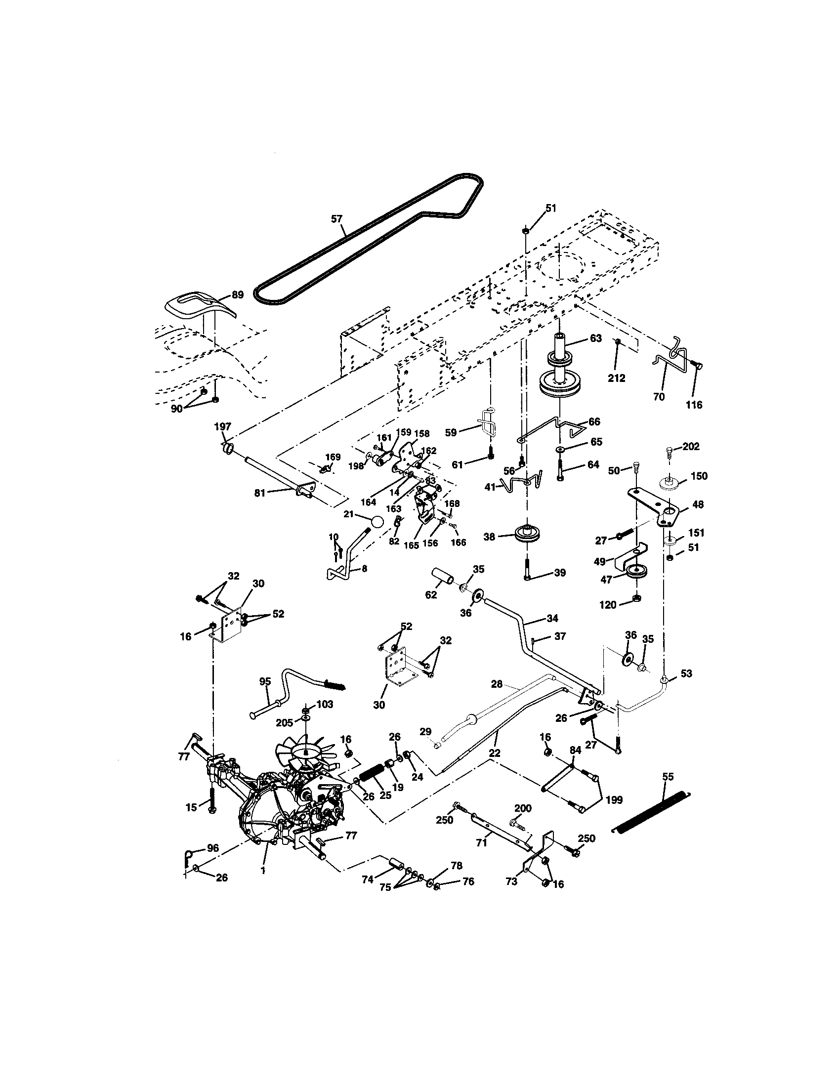 Ground Drive Diagram and Parts List for 917271660  Craftsman Lawn Tractor