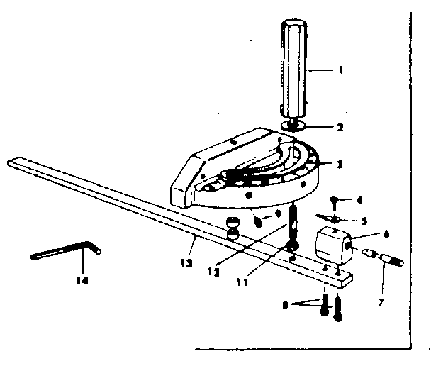 Miter Gauge Assembly Diagram and Parts List for 11329954  Craftsman Power Motor