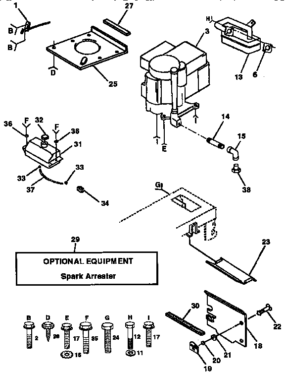 Engine Diagram and Parts List for 917257620  Craftsman Lawn Tractor
