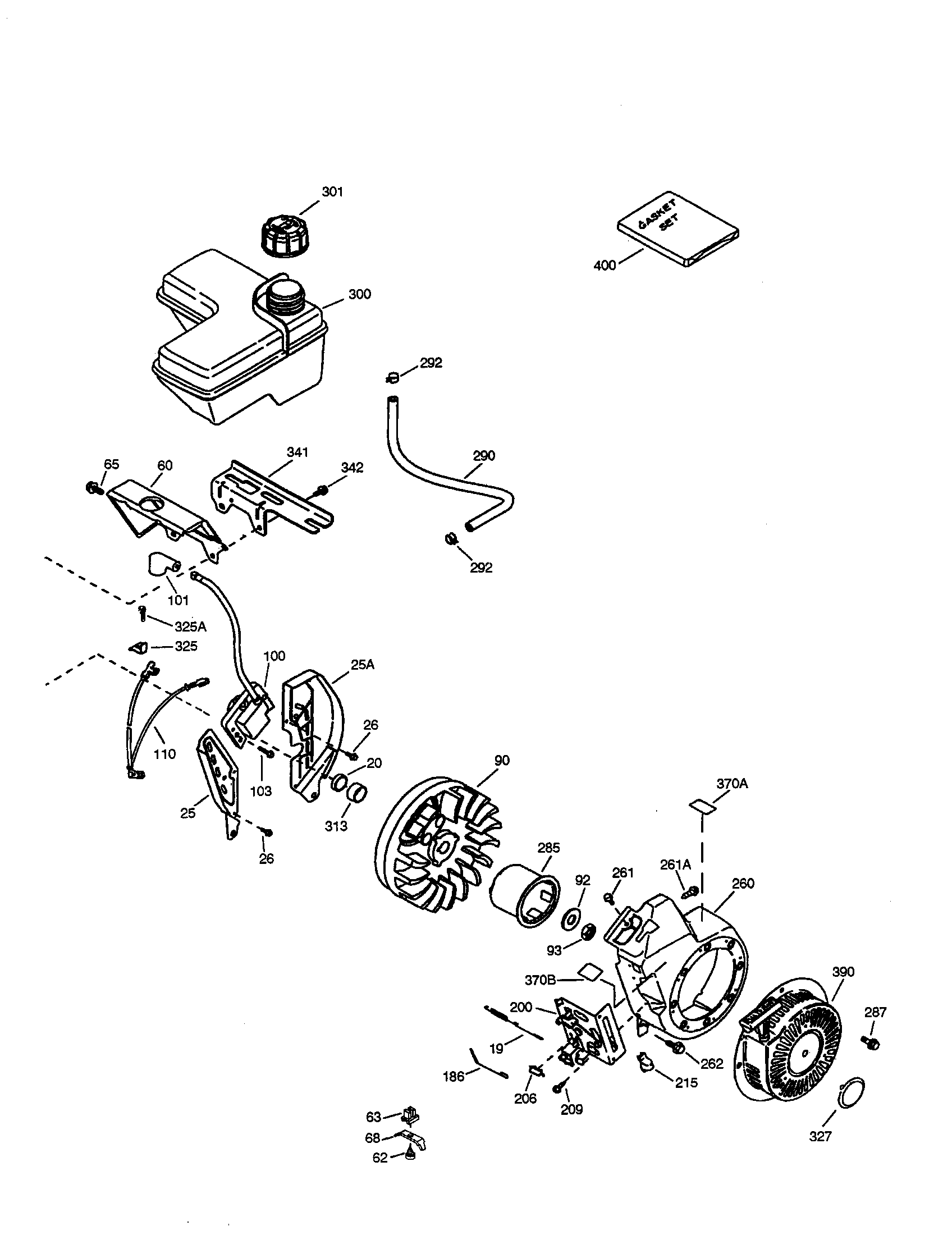 Tank/flywheel Diagram and Parts List for 143016501  Craftsman Engine