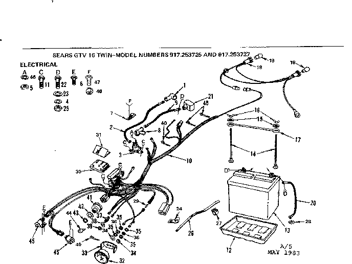 Electric Diagram and Parts List for 917253725  Craftsman Lawn Tractor