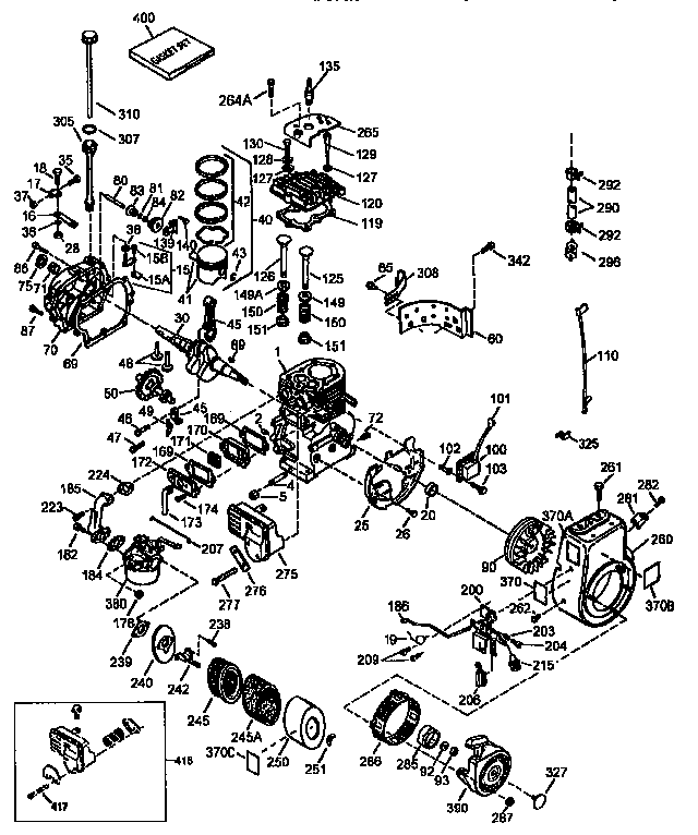 Replacement Parts Diagram and Parts List for 143959003  Craftsman Engine