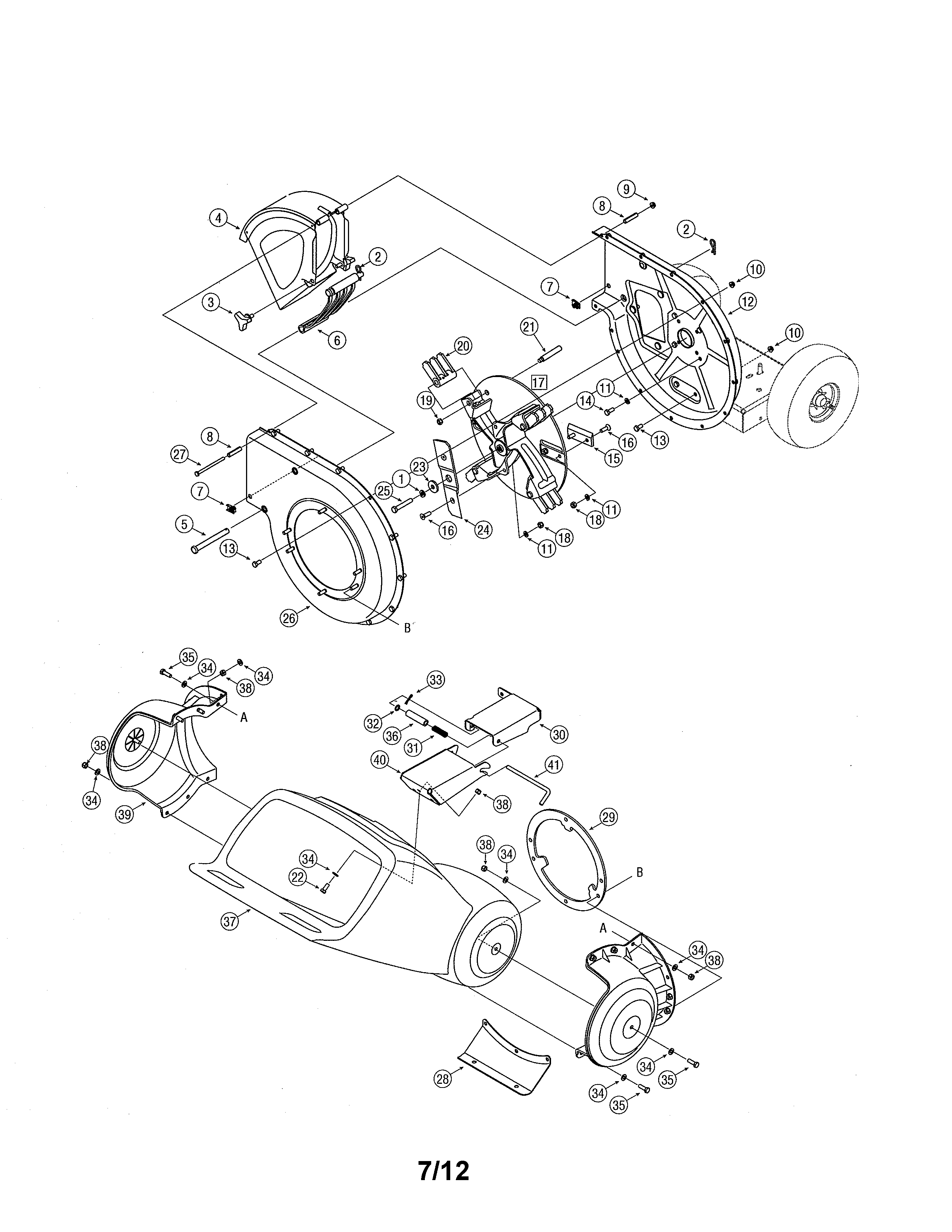 Impeller/hopper Diagram and Parts List for 247776050  Craftsman Chipper Shredder