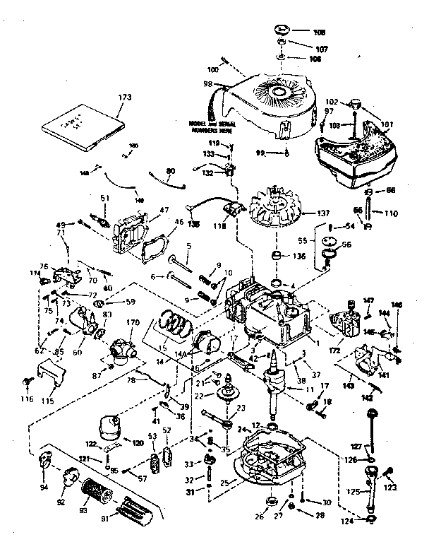 Engine Diagram and Parts List for 143374152  Craftsman Engine