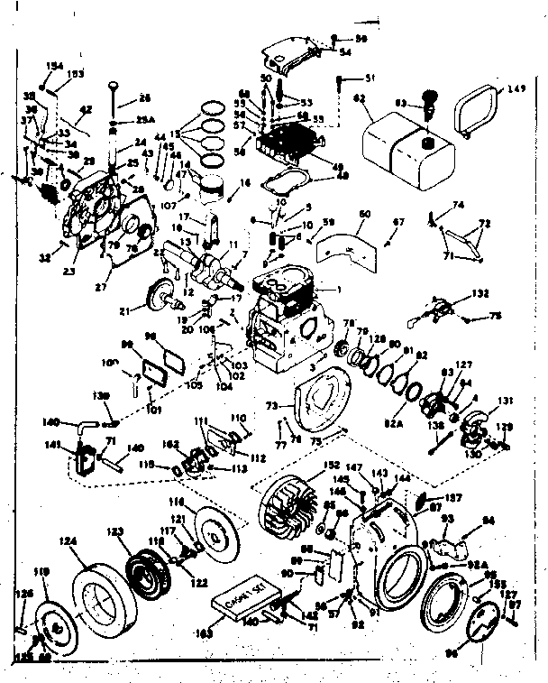 Basic Engine Diagram and Parts List for 143602022  Craftsman Engine