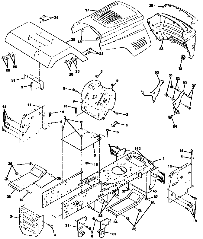 Chassis And Enclosures Diagram and Parts List for 917270620  Craftsman Lawn Tractor