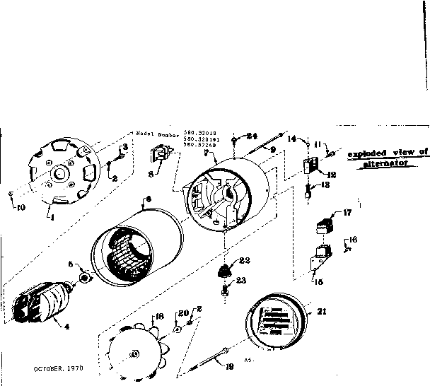 Stator Assembly Diagram and Parts List for 58057240  Craftsman Engine