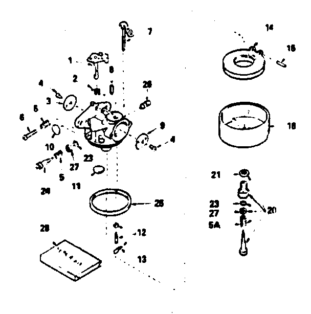 Carburetor Diagram and Parts List for 143766152  Craftsman Engine