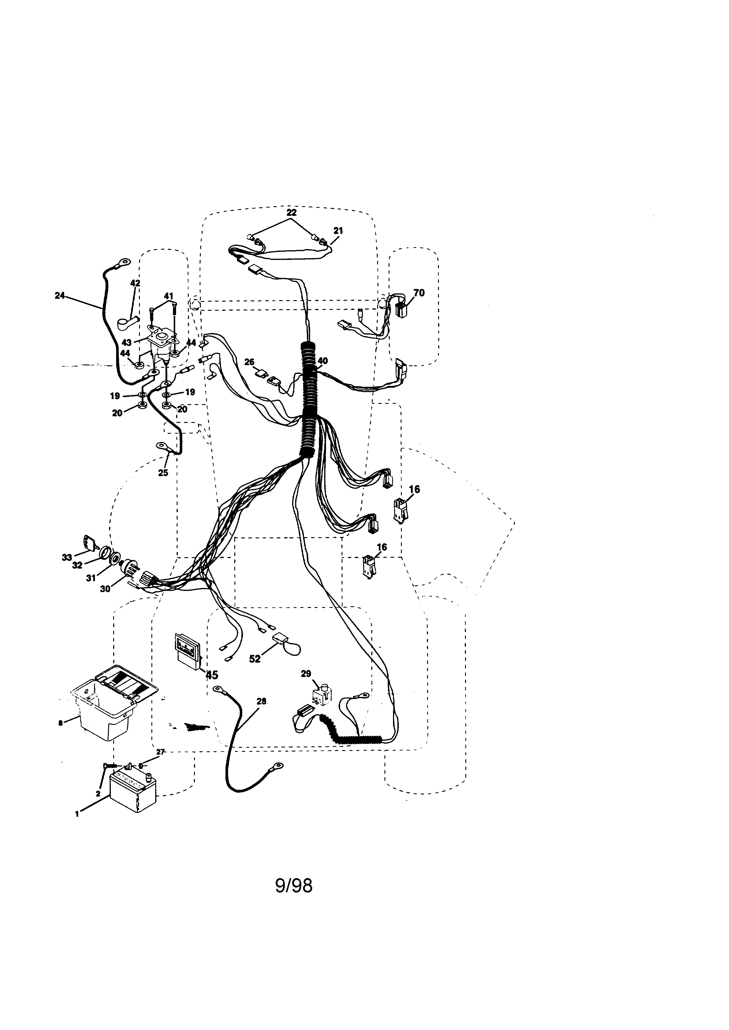 Electrical Diagram and Parts List for 917270412  Craftsman Lawn Tractor