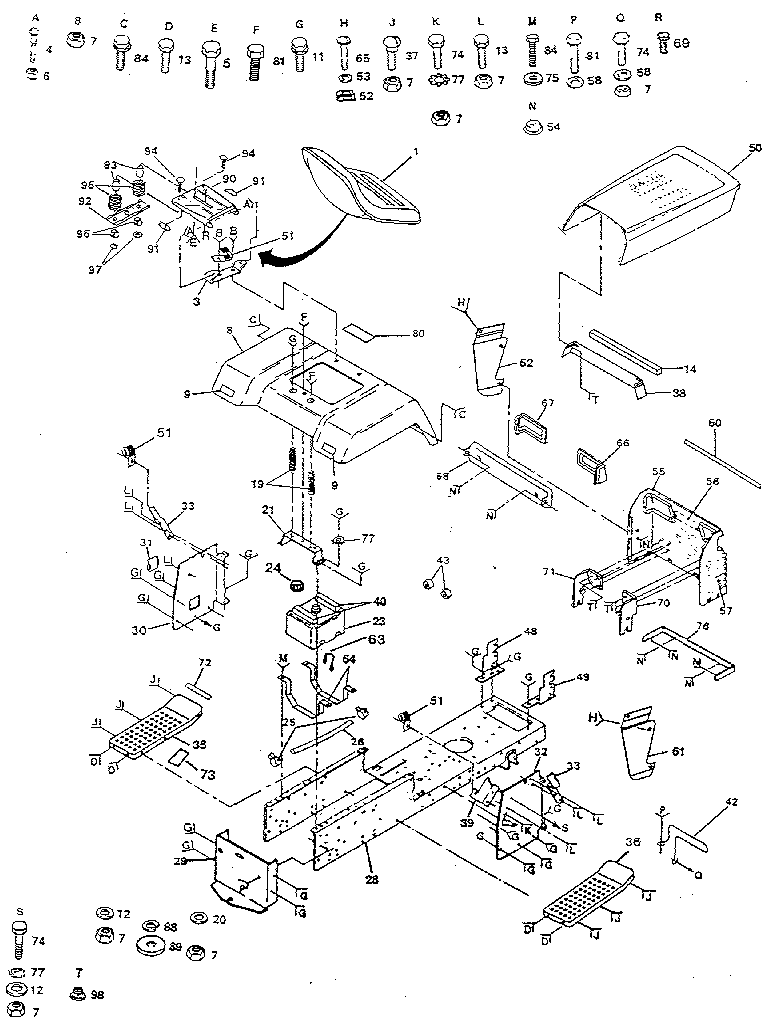 Chassis And Enclosures Diagram and Parts List for 917259730  Craftsman Lawn Tractor