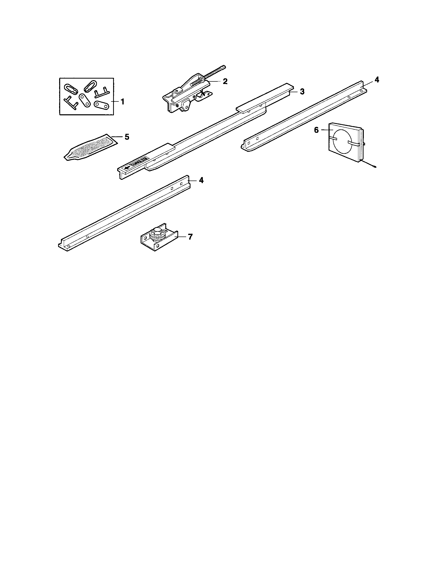 Rail Assembly Diagram and Parts List for 1395364812  Craftsman Garage Door Opener