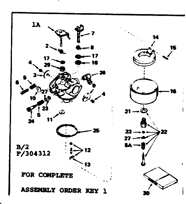 Carburetor Diagram and Parts List for 143304312  Craftsman Engine