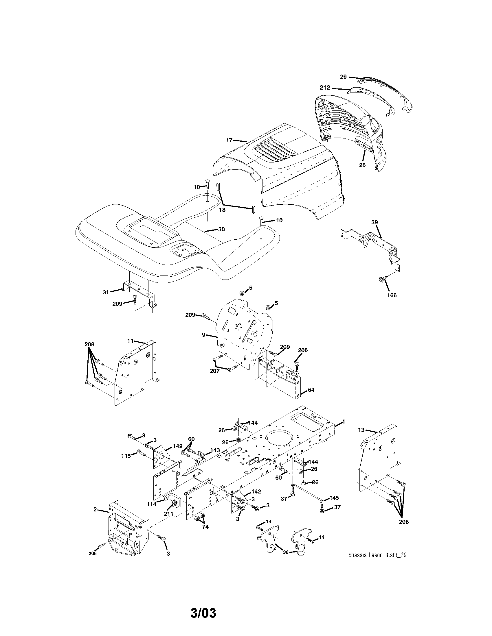 Chassis And Enclosures Diagram and Parts List for 917272751  Craftsman Lawn Tractor