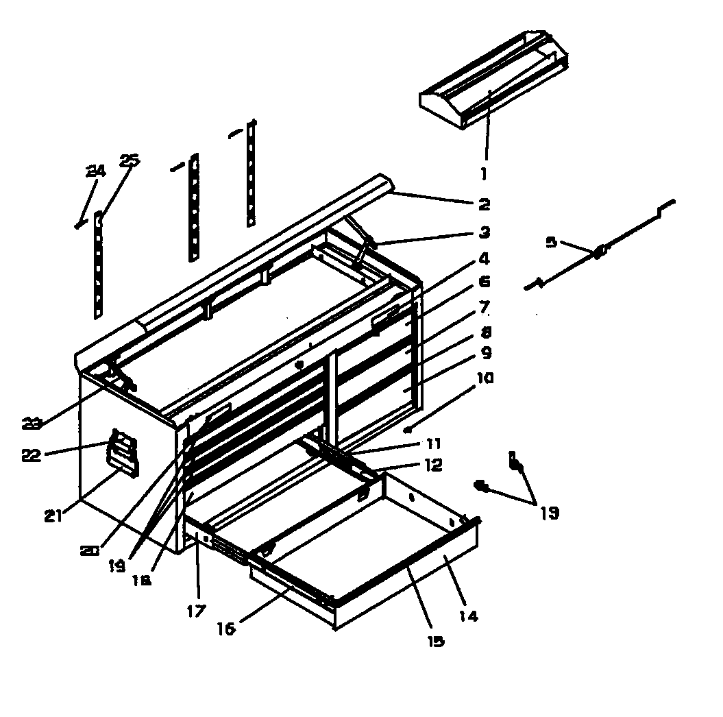 Cabinet Parts Diagram and Parts List for 706591681  Craftsman Tool Stand & Cart