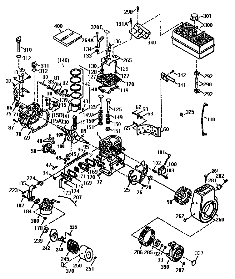 Replacement Parts Diagram and Parts List for 143951005  Craftsman Engine