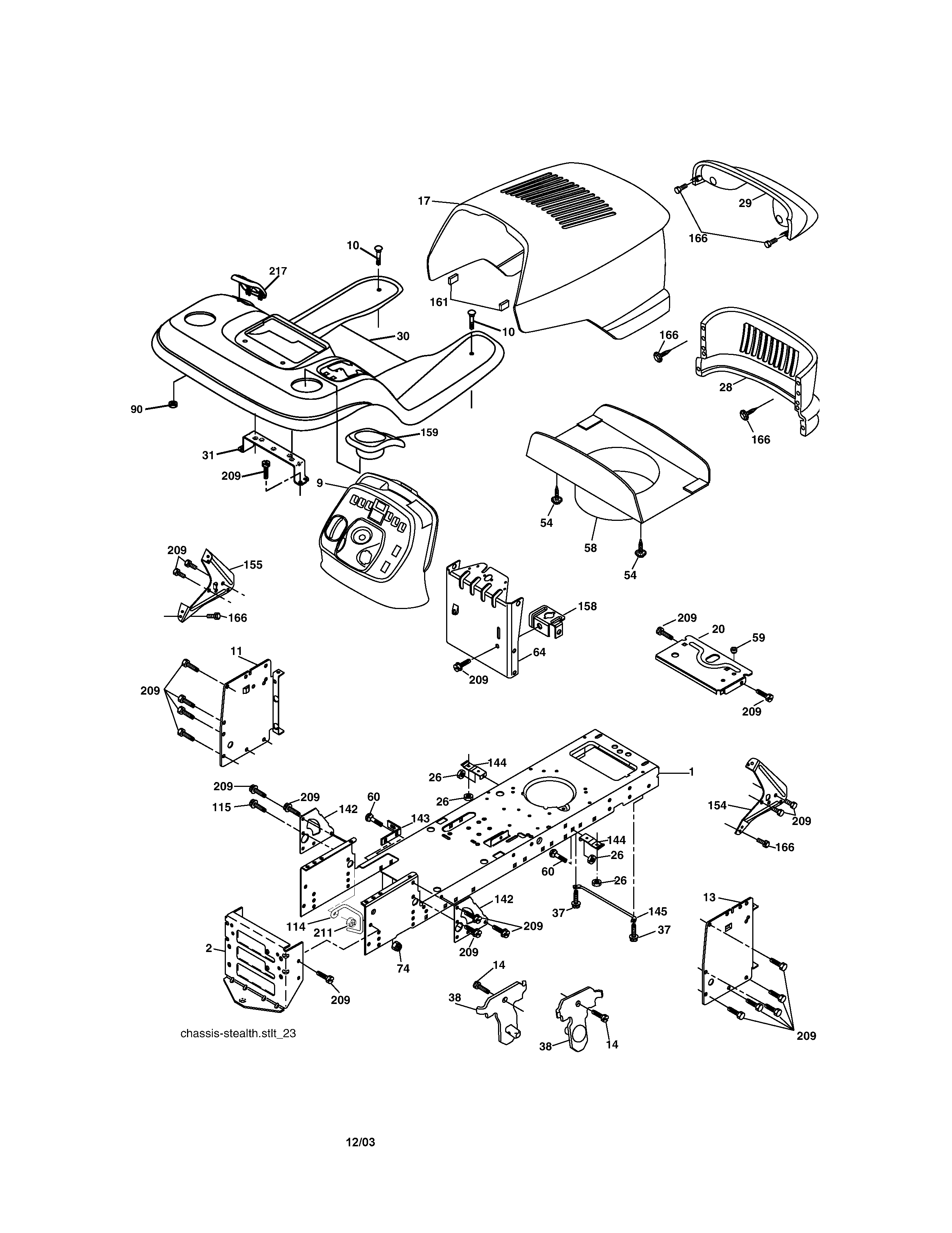 Chassis And Enclosures Diagram and Parts List for 917273610  Craftsman Lawn Tractor